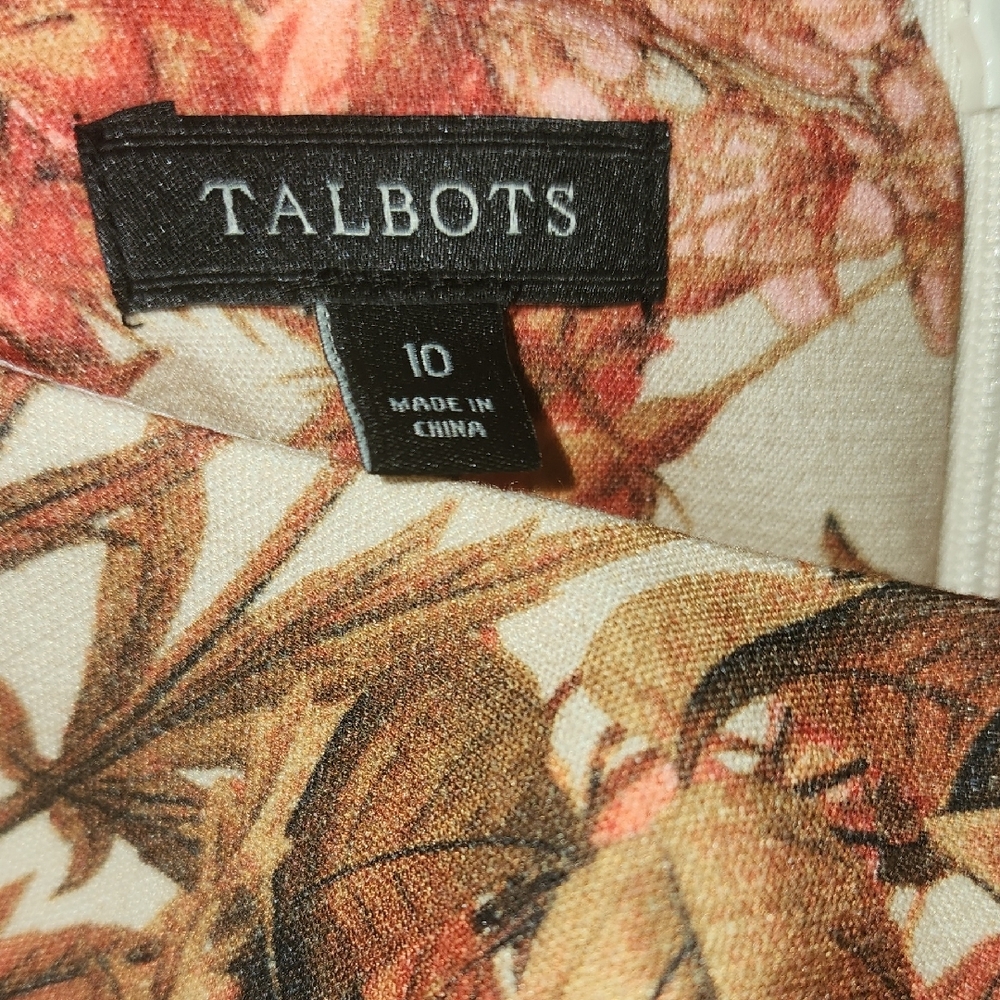 Talbots Floral Dress in Orange and Cream - Picture 3 of 4